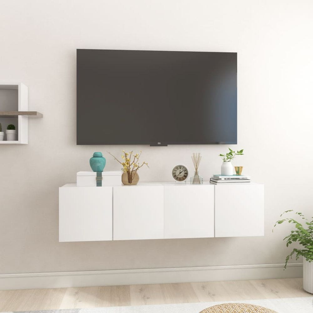 Vidaxl Závesné TV skrinky 2 ks vysoký lesk biele 60x30x30 cm